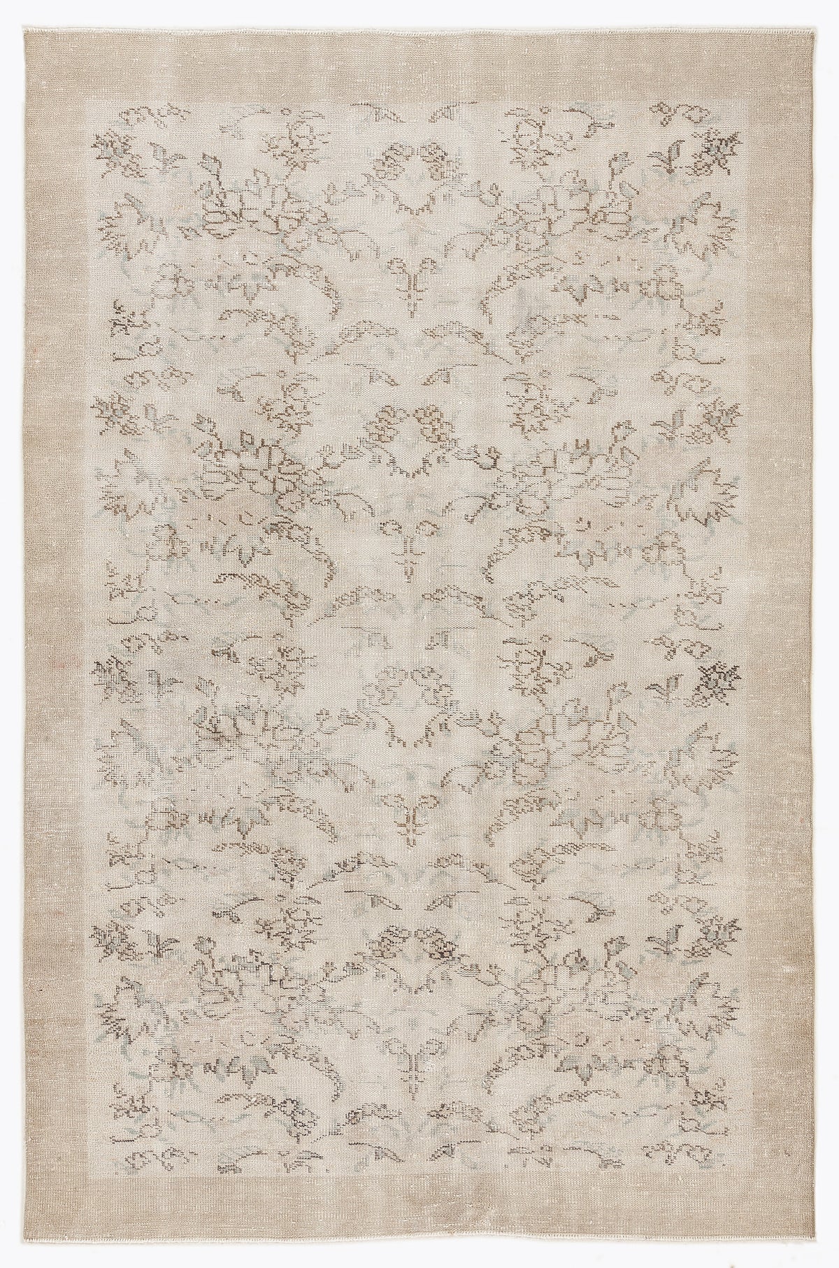 Beige Over Dyed Vintage Rug 5&#39;9&#39;&#39; x 8&#39;10&#39;&#39; ft 176 x 270 cm