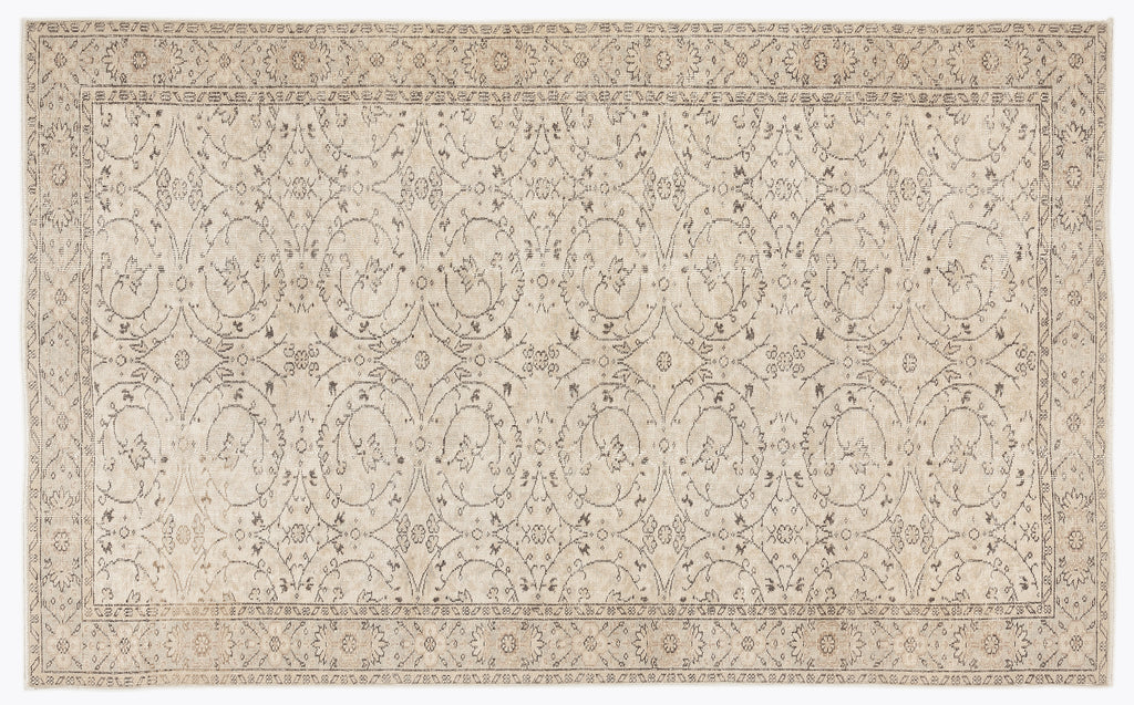 Beige Over Dyed Vintage Rug 5'7'' x 9'1'' ft 171 x 278 cm