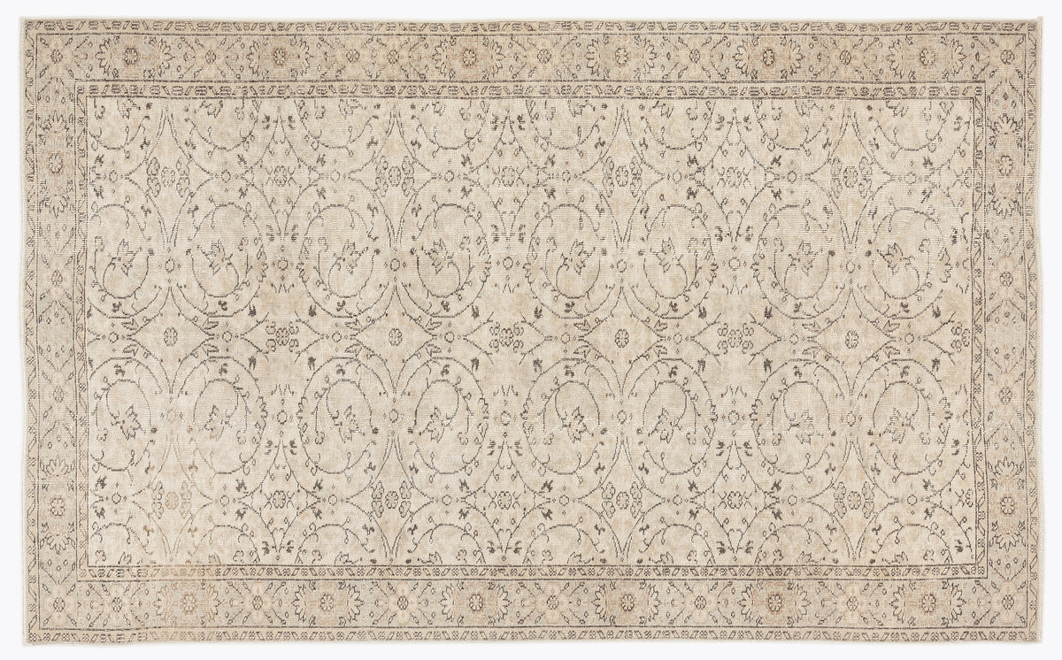 Beige Over Dyed Vintage Rug 5&#39;7&#39;&#39; x 9&#39;1&#39;&#39; ft 171 x 278 cm