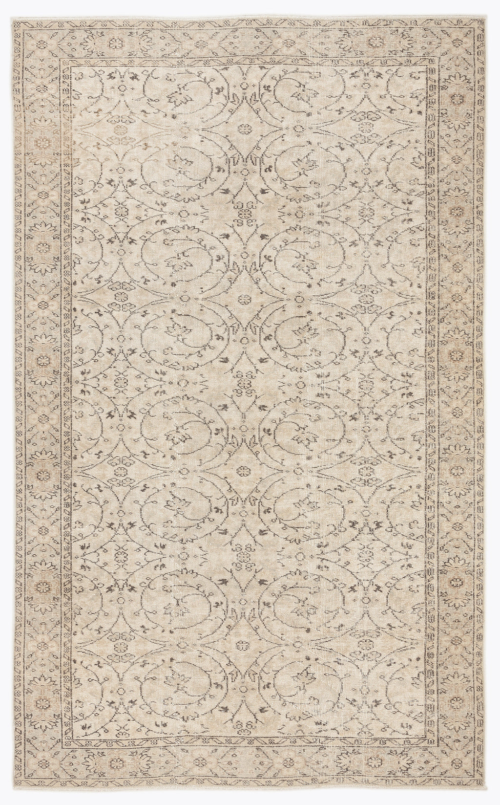 Beige Over Dyed Vintage Rug 5'7'' x 9'1'' ft 171 x 278 cm