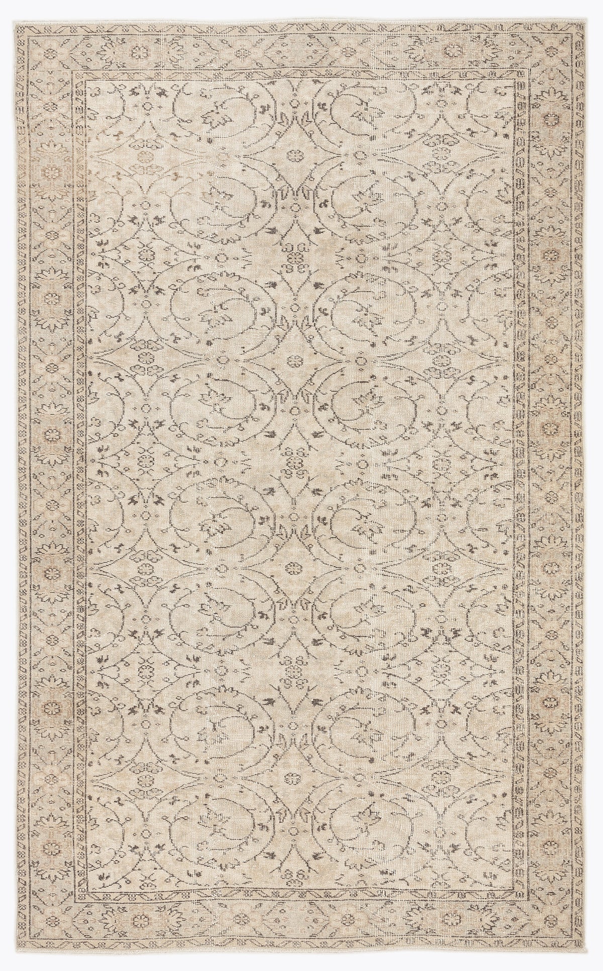 Beige Over Dyed Vintage Rug 5&#39;7&#39;&#39; x 9&#39;1&#39;&#39; ft 171 x 278 cm
