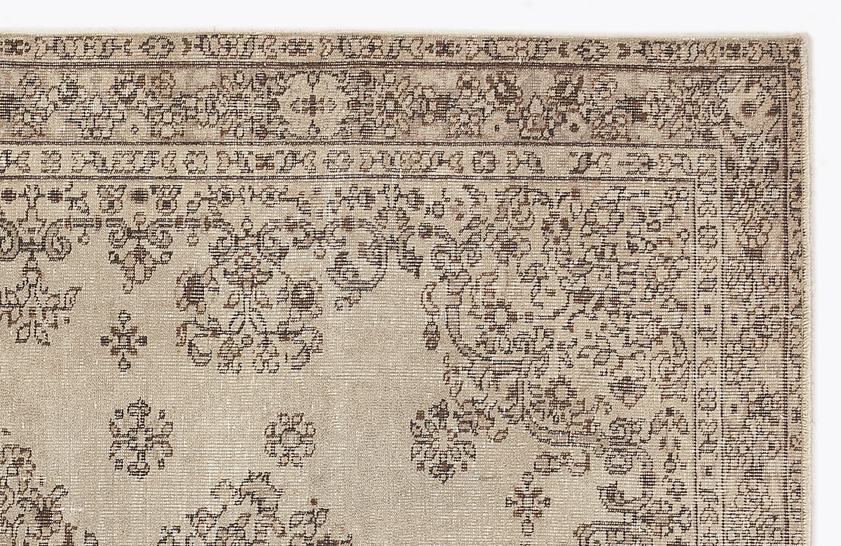 Beige Over Dyed Vintage Rug 5&#39;9&#39;&#39; x 8&#39;8&#39;&#39; ft 175 x 263 cm