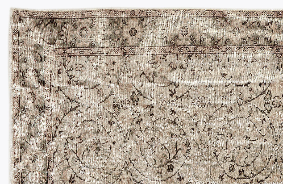Beige Over Dyed Vintage Rug 5&#39;10&#39;&#39; x 8&#39;10&#39;&#39; ft 178 x 270 cm