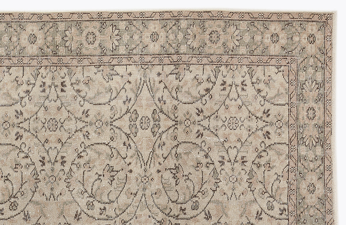 Beige Over Dyed Vintage Rug 5&#39;10&#39;&#39; x 8&#39;10&#39;&#39; ft 178 x 270 cm