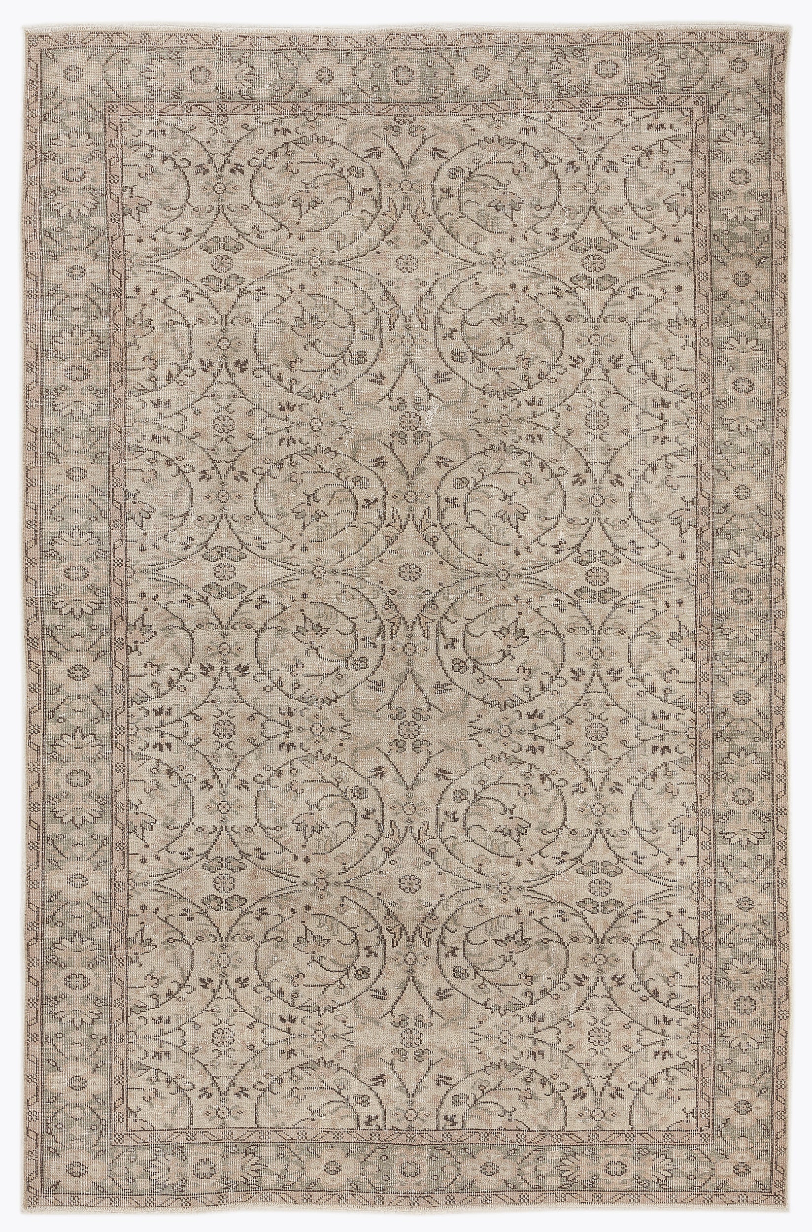 Beige Over Dyed Vintage Rug 5'10'' x 8'10'' ft 178 x 270 cm