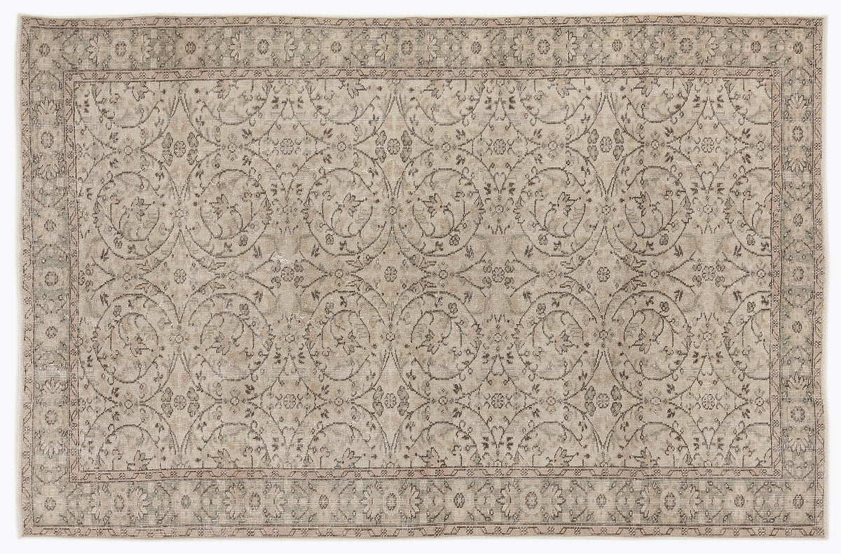 Beige Over Dyed Vintage Rug 5&#39;10&#39;&#39; x 8&#39;10&#39;&#39; ft 178 x 270 cm