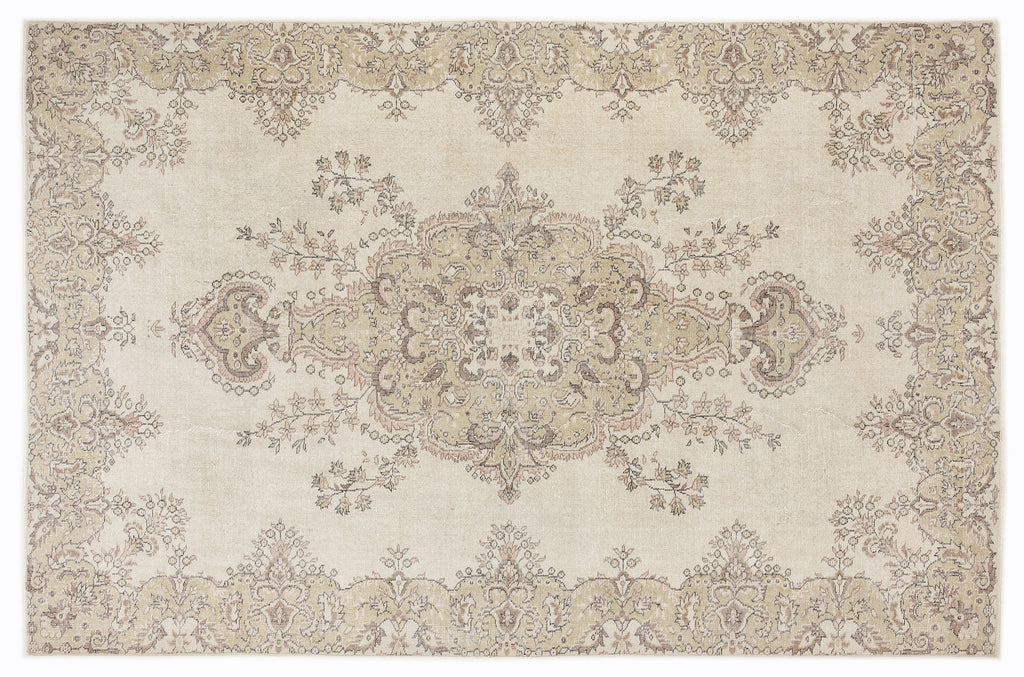 Beige Over Dyed Vintage Rug 6'9'' x 10'3'' ft 205 x 312 cm