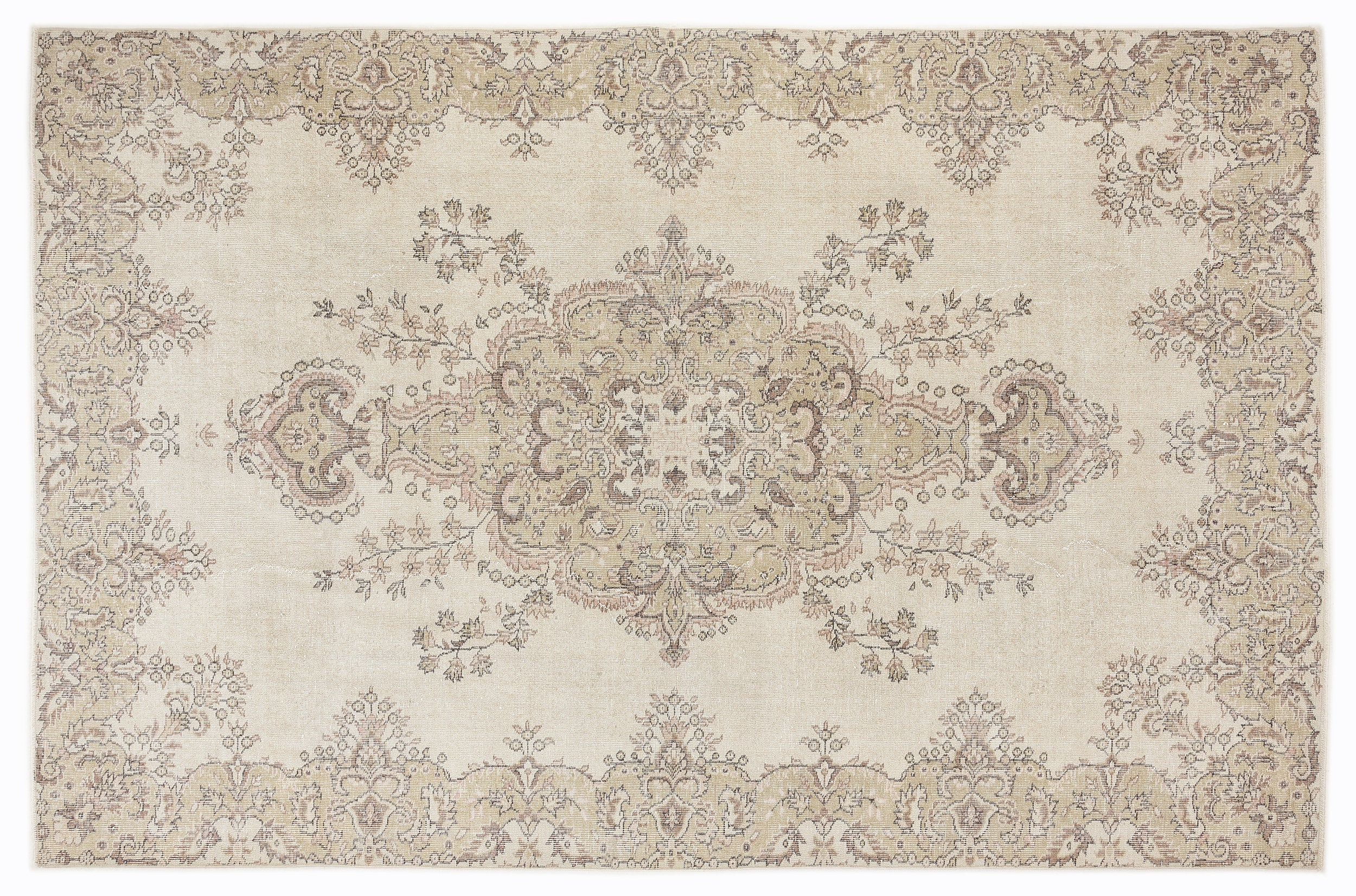 Beige Over Dyed Vintage Rug 6'9'' x 10'3'' ft 205 x 312 cm