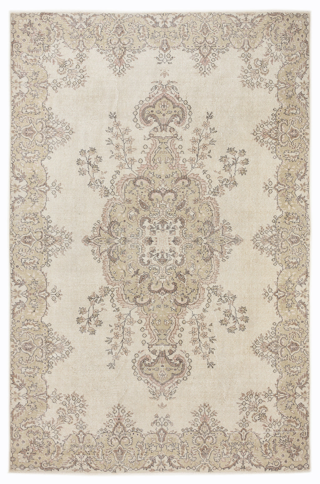 Beige Over Dyed Vintage Rug 6'9'' x 10'3'' ft 205 x 312 cm