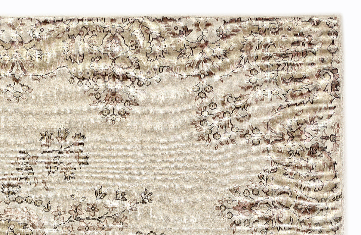Beige Over Dyed Vintage Rug 6&#39;9&#39;&#39; x 10&#39;3&#39;&#39; ft 205 x 312 cm
