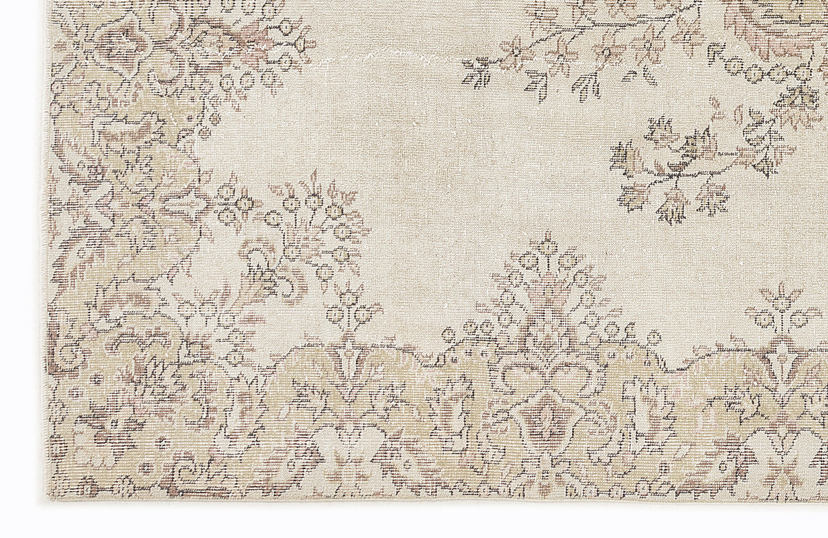 Beige Over Dyed Vintage Rug 6&#39;9&#39;&#39; x 10&#39;3&#39;&#39; ft 205 x 312 cm