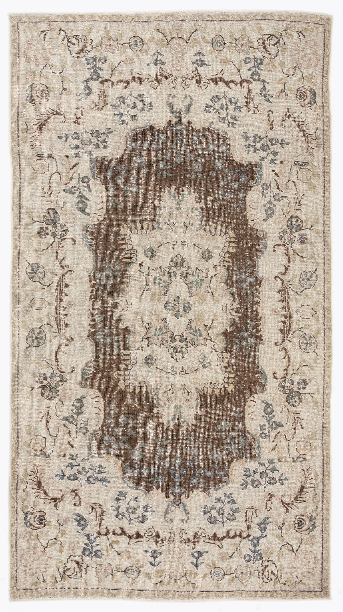 Beige Over Dyed Vintage Rug 5&#39;9&#39;&#39; x 10&#39;1&#39;&#39; ft 175 x 308 cm