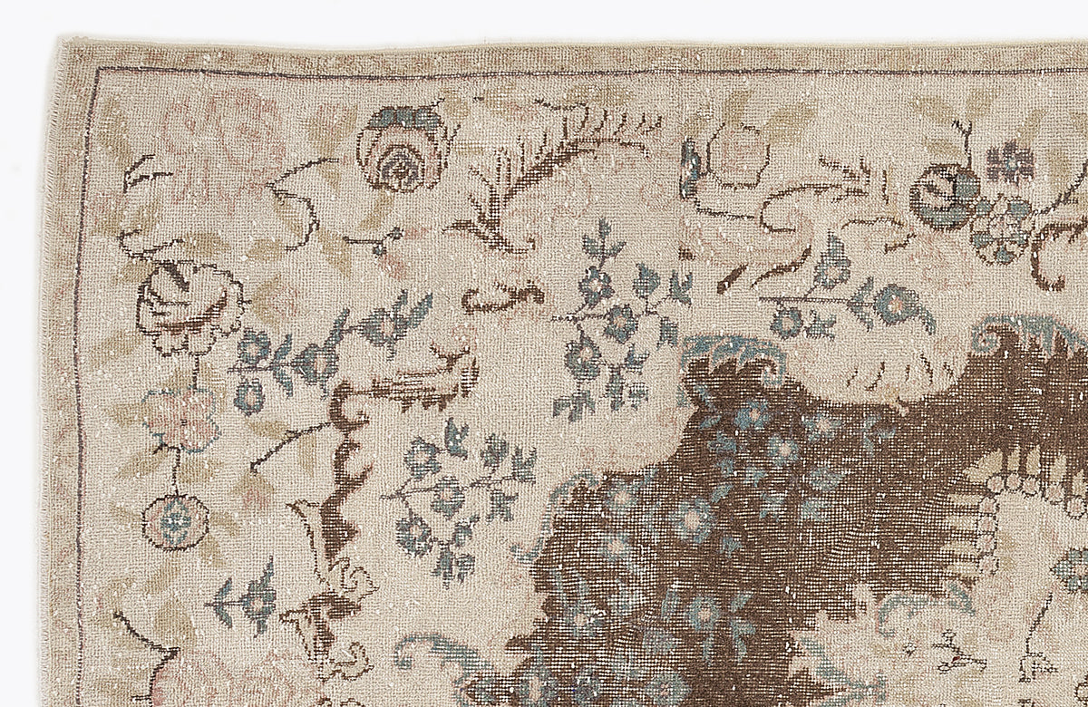 Beige Over Dyed Vintage Rug 5&#39;9&#39;&#39; x 10&#39;1&#39;&#39; ft 175 x 308 cm