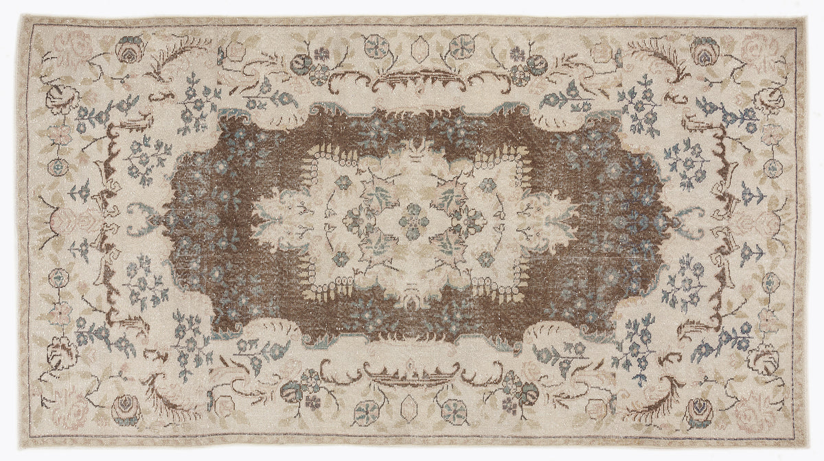Beige Over Dyed Vintage Rug 5&#39;9&#39;&#39; x 10&#39;1&#39;&#39; ft 175 x 308 cm