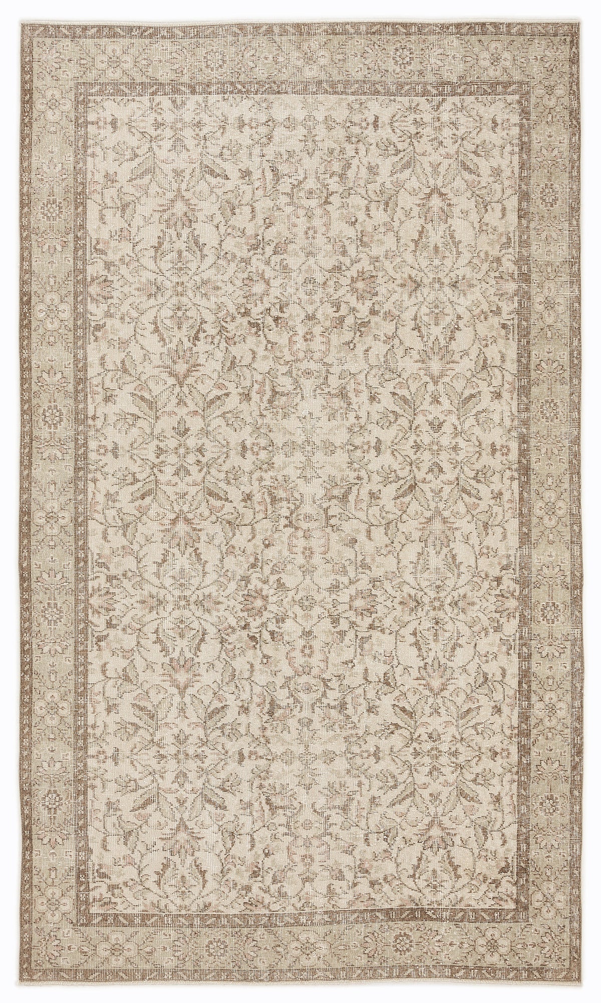 Beige Over Dyed Vintage Rug 5&#39;5&#39;&#39; x 9&#39;4&#39;&#39; ft 165 x 284 cm