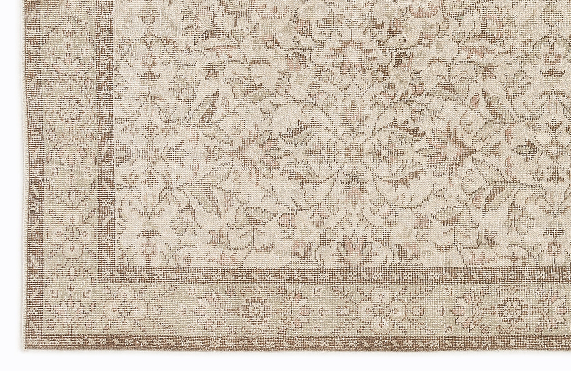 Beige Over Dyed Vintage Rug 5'5'' x 9'4'' ft 165 x 284 cm
