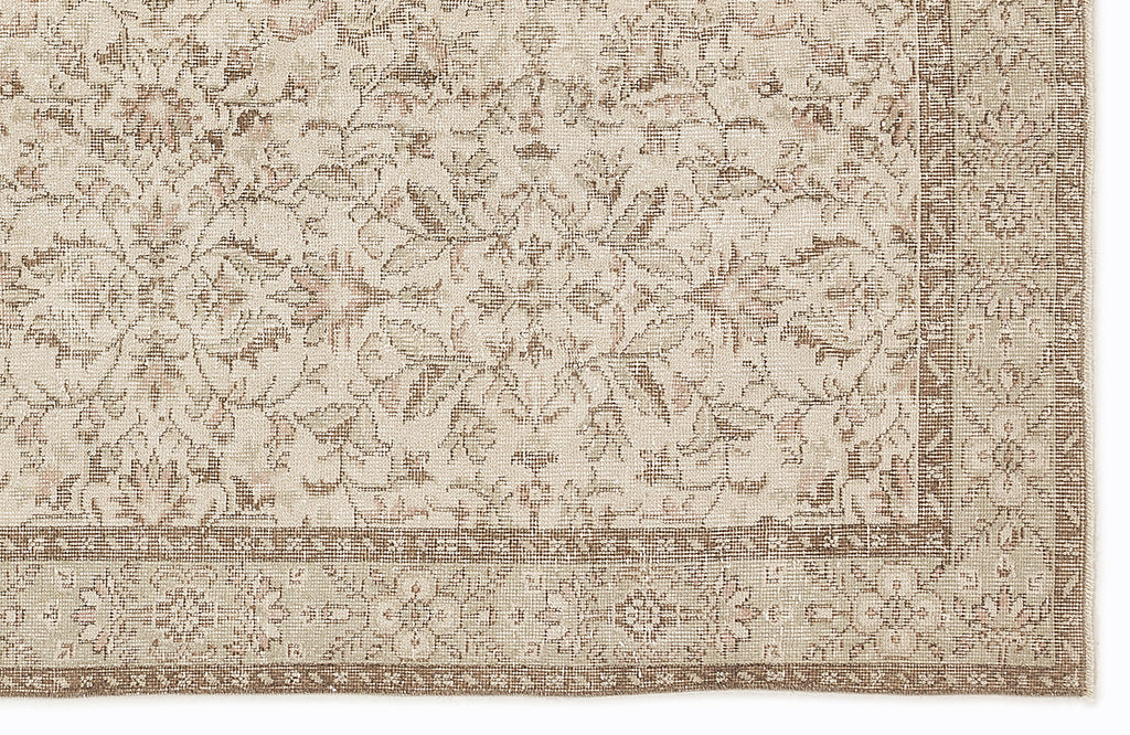 Beige Over Dyed Vintage Rug 5'5'' x 9'4'' ft 165 x 284 cm
