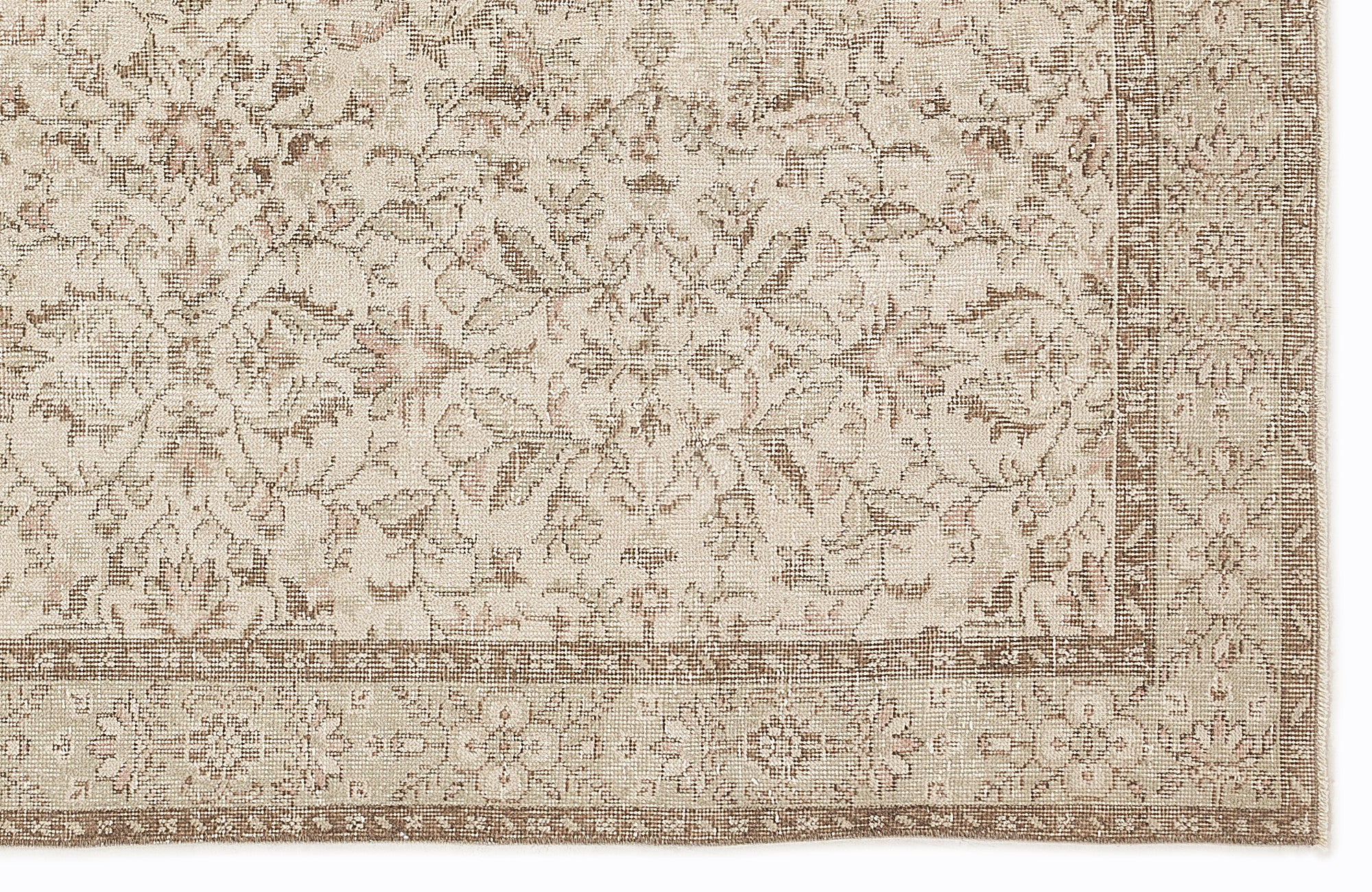 Beige Over Dyed Vintage Rug 5'5'' x 9'4'' ft 165 x 284 cm