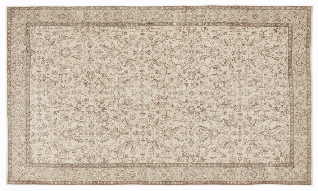 Beige Over Dyed Vintage Rug 5'5'' x 9'4'' ft 165 x 284 cm