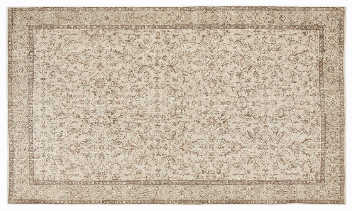 Beige Over Dyed Vintage Rug 5&#39;5&#39;&#39; x 9&#39;4&#39;&#39; ft 165 x 284 cm