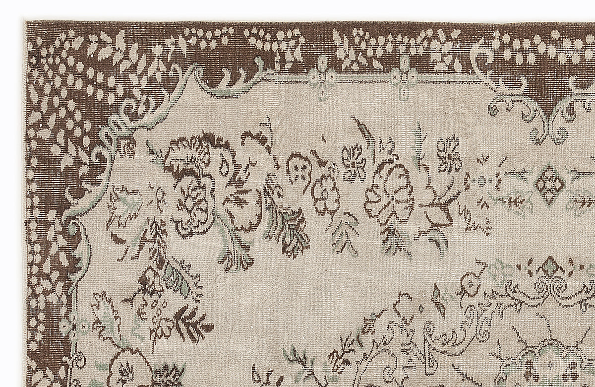 Beige Over Dyed Vintage Rug 5&#39;10&#39;&#39; x 8&#39;7&#39;&#39; ft 178 x 262 cm