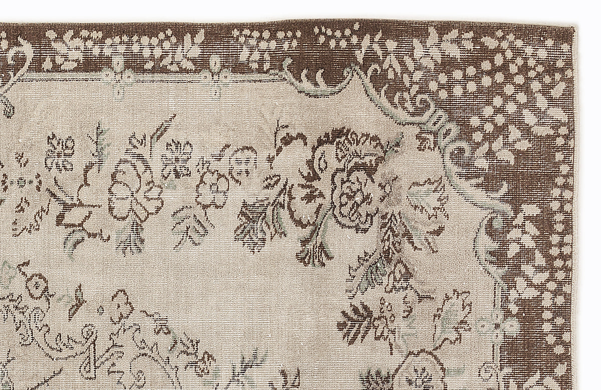 Beige Over Dyed Vintage Rug 5&#39;10&#39;&#39; x 8&#39;7&#39;&#39; ft 178 x 262 cm