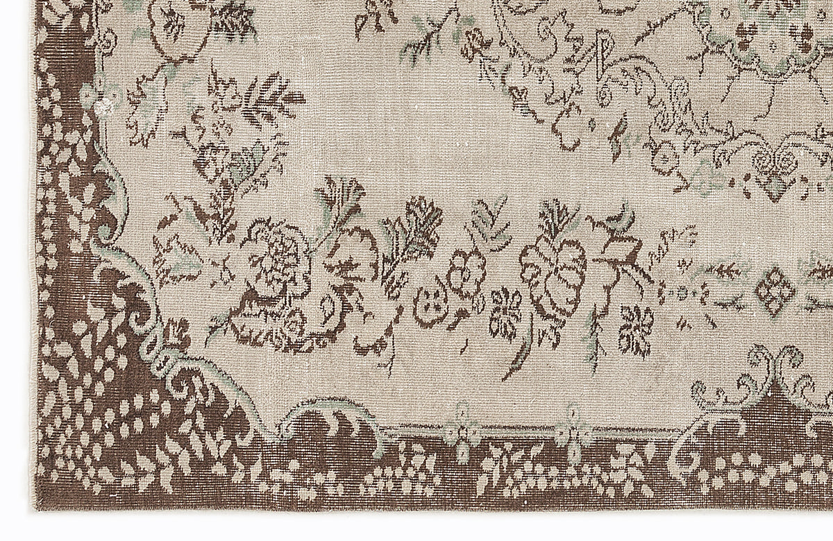 Beige Over Dyed Vintage Rug 5&#39;10&#39;&#39; x 8&#39;7&#39;&#39; ft 178 x 262 cm