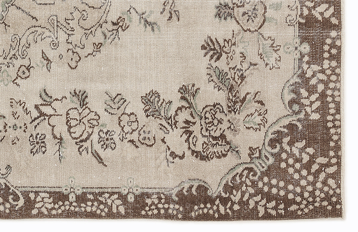 Beige Over Dyed Vintage Rug 5&#39;10&#39;&#39; x 8&#39;7&#39;&#39; ft 178 x 262 cm