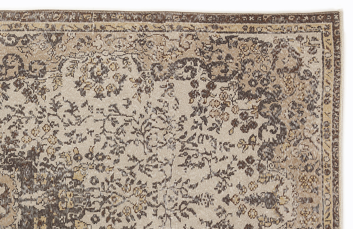 Beige Over Dyed Vintage Rug 5&#39;1&#39;&#39; x 8&#39;11&#39;&#39; ft 156 x 273 cm