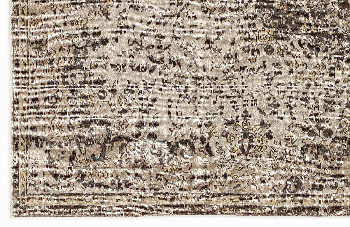 Beige Over Dyed Vintage Rug 5&#39;1&#39;&#39; x 8&#39;11&#39;&#39; ft 156 x 273 cm