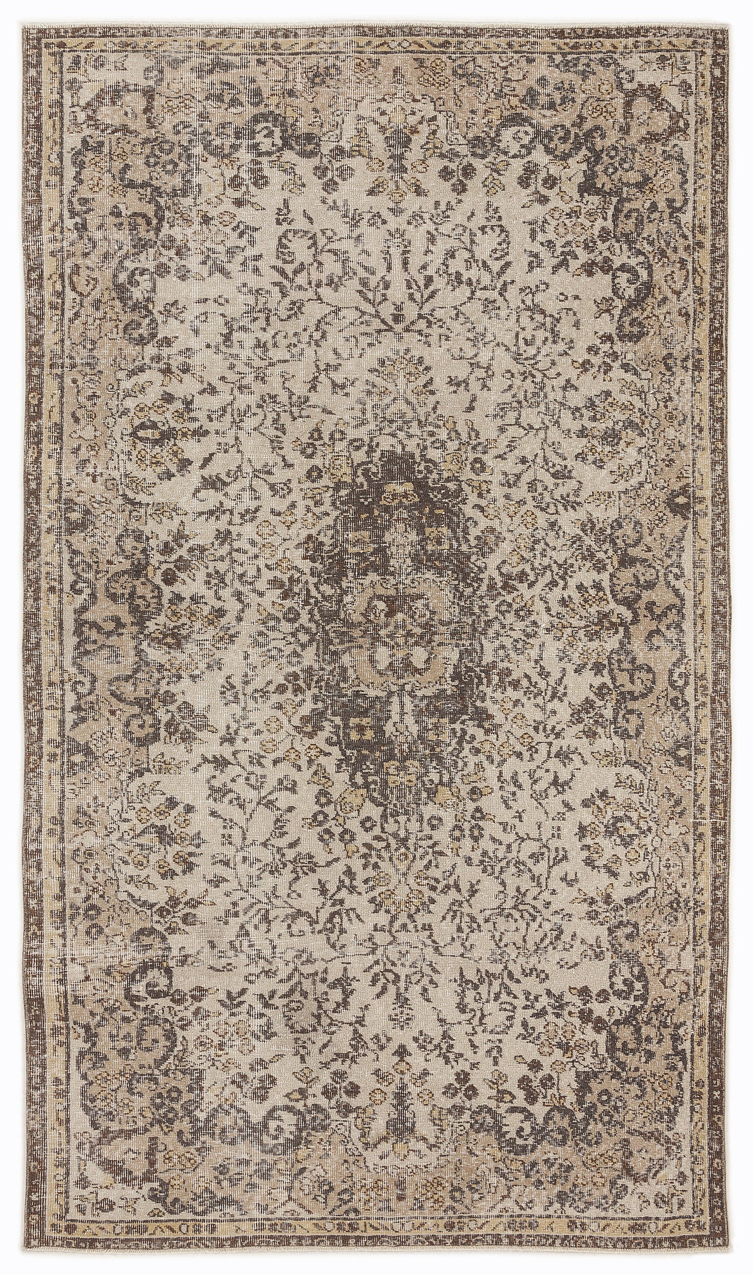 Beige Over Dyed Vintage Rug 5'1'' x 8'11'' ft 156 x 273 cm