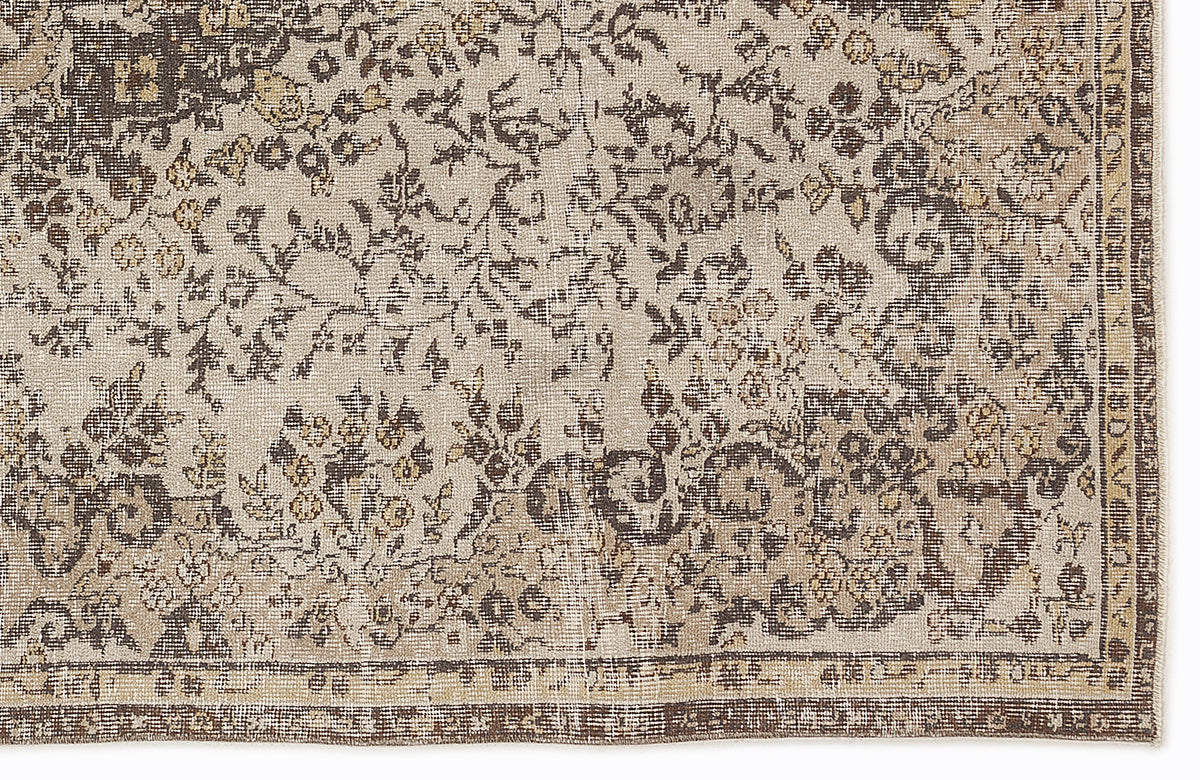 Beige Over Dyed Vintage Rug 5&#39;1&#39;&#39; x 8&#39;11&#39;&#39; ft 156 x 273 cm