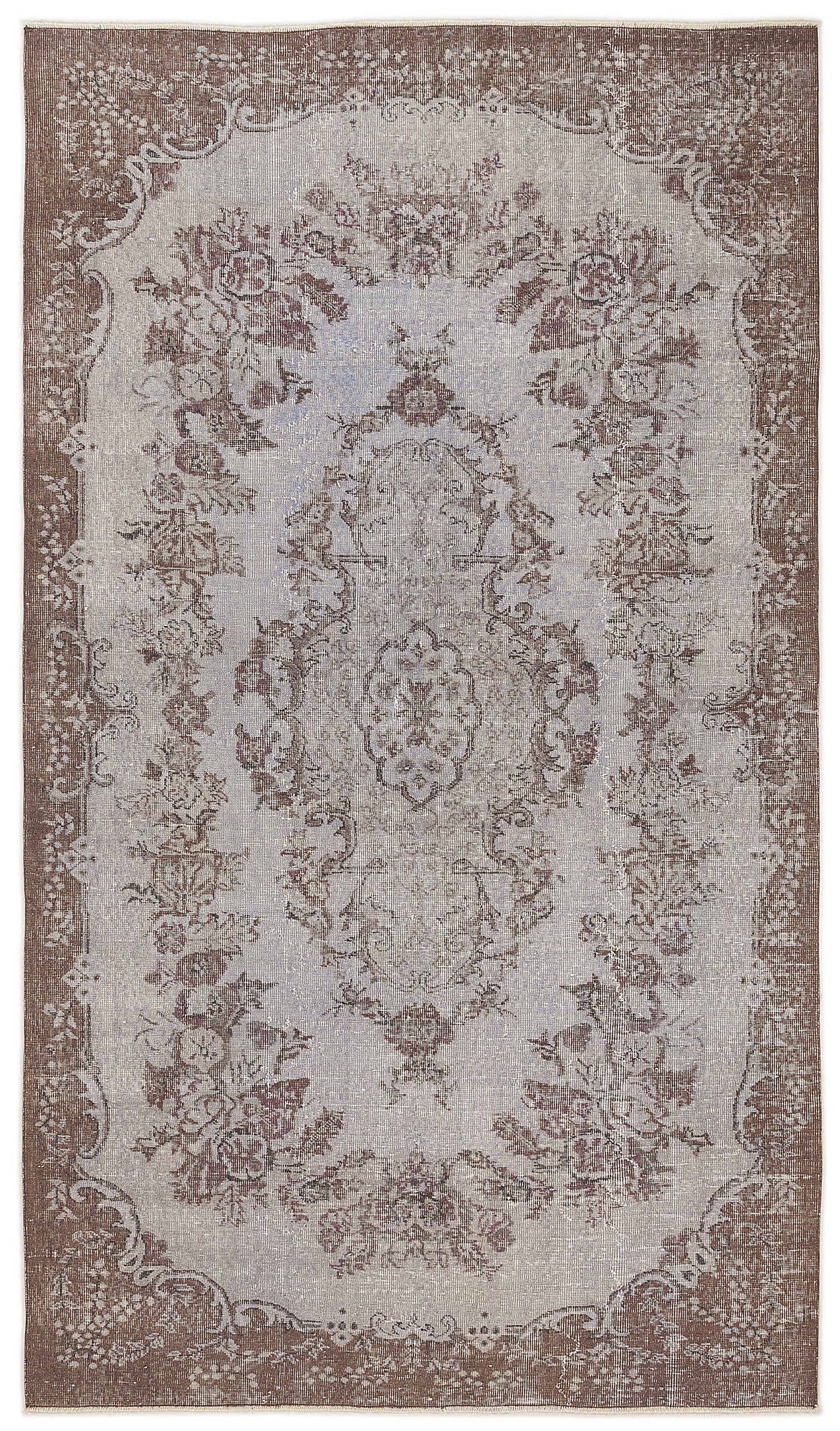 Blue Over Dyed Vintage Rug 5'5'' x 9'4'' ft 164 x 284 cm