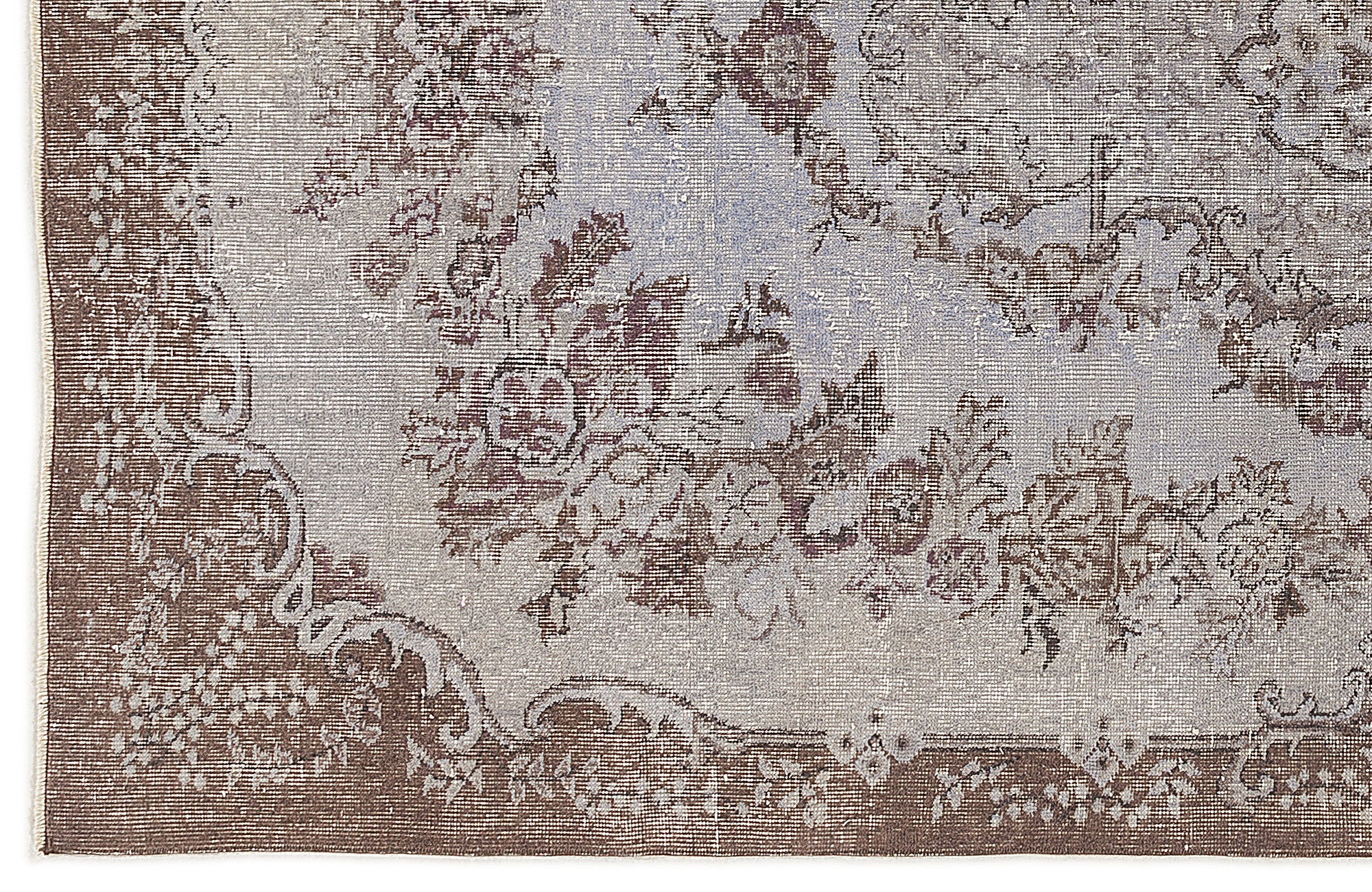 Blue Over Dyed Vintage Rug 5'5'' x 9'4'' ft 164 x 284 cm