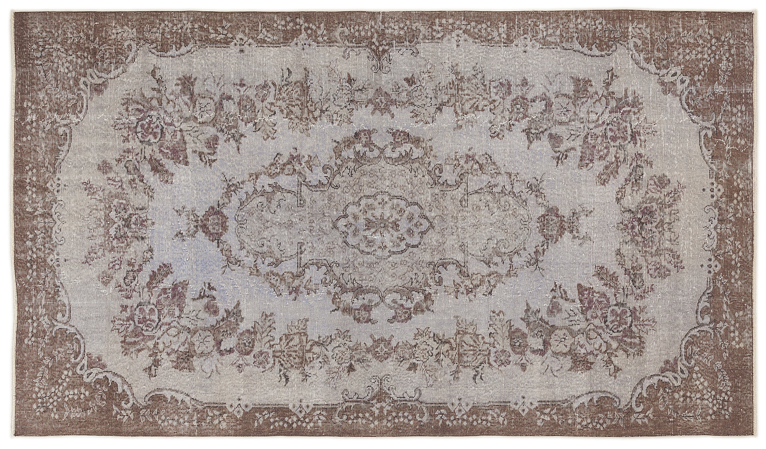 Blue Over Dyed Vintage Rug 5'5'' x 9'4'' ft 164 x 284 cm