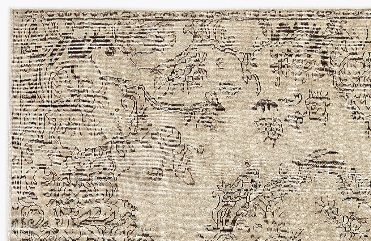 Beige Over Dyed Vintage Rug 5&#39;7&#39;&#39; x 8&#39;11&#39;&#39; ft 170 x 273 cm