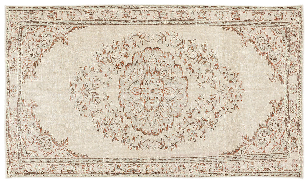 Beige Over Dyed Vintage Rug 5&#39;4&#39;&#39; x 9&#39;1&#39;&#39; ft 162 x 277 cm