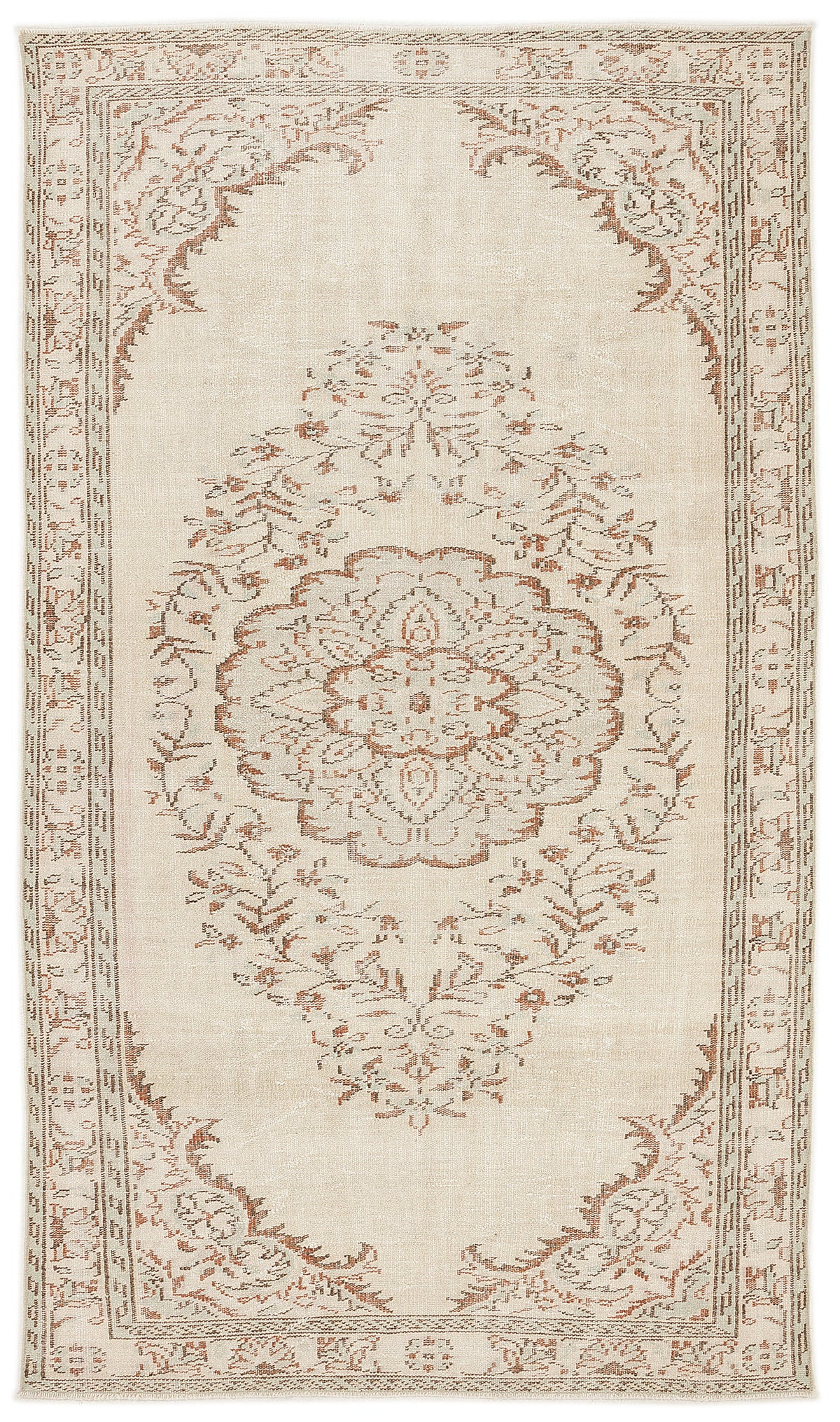 Beige Over Dyed Vintage Rug 5&#39;4&#39;&#39; x 9&#39;1&#39;&#39; ft 162 x 277 cm