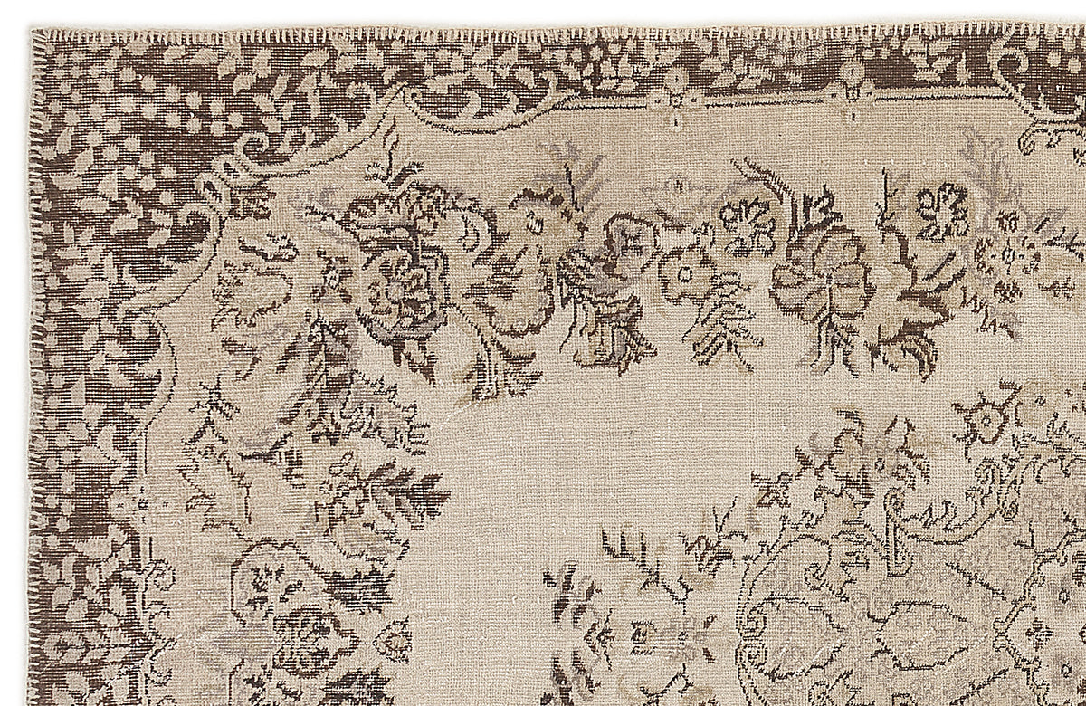Beige Over Dyed Vintage Rug 5&#39;3&#39;&#39; x 9&#39;3&#39;&#39; ft 160 x 281 cm