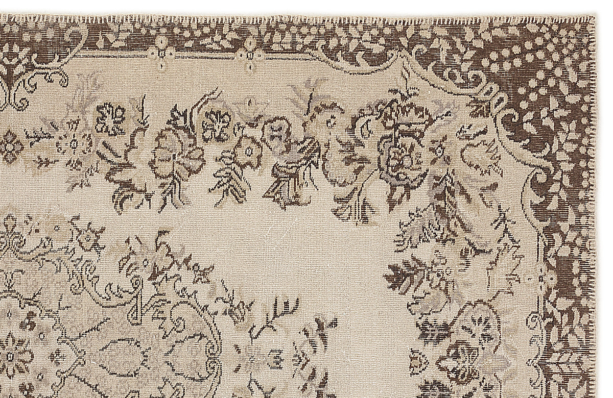 Beige Over Dyed Vintage Rug 5&#39;3&#39;&#39; x 9&#39;3&#39;&#39; ft 160 x 281 cm