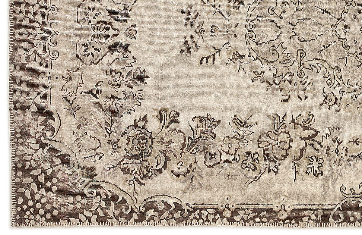 Beige Over Dyed Vintage Rug 5&#39;3&#39;&#39; x 9&#39;3&#39;&#39; ft 160 x 281 cm