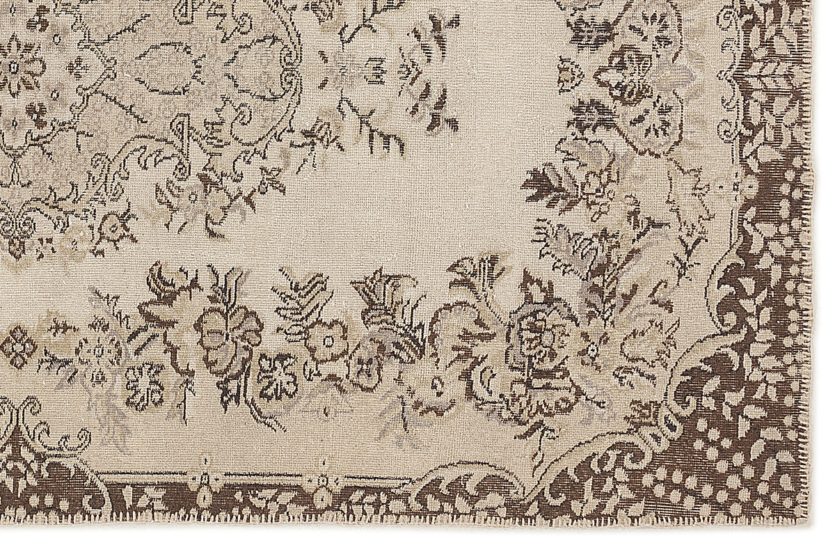 Beige Over Dyed Vintage Rug 5&#39;3&#39;&#39; x 9&#39;3&#39;&#39; ft 160 x 281 cm