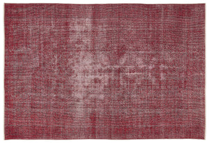 Red Over Dyed Vintage Rug 6'4'' x 9'3'' ft 193 x 281 cm