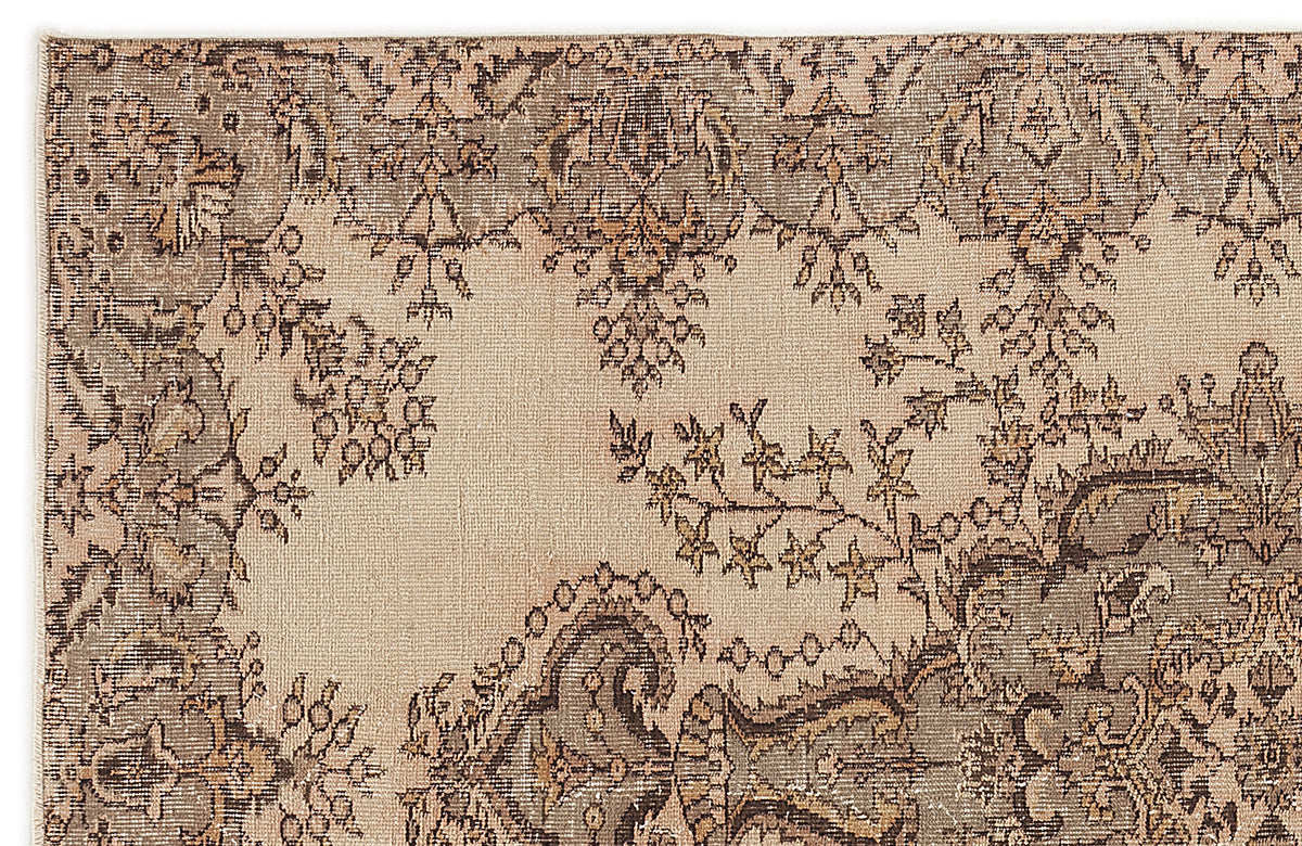 Beige Over Dyed Vintage Rug 5&#39;3&#39;&#39; x 8&#39;6&#39;&#39; ft 160 x 260 cm