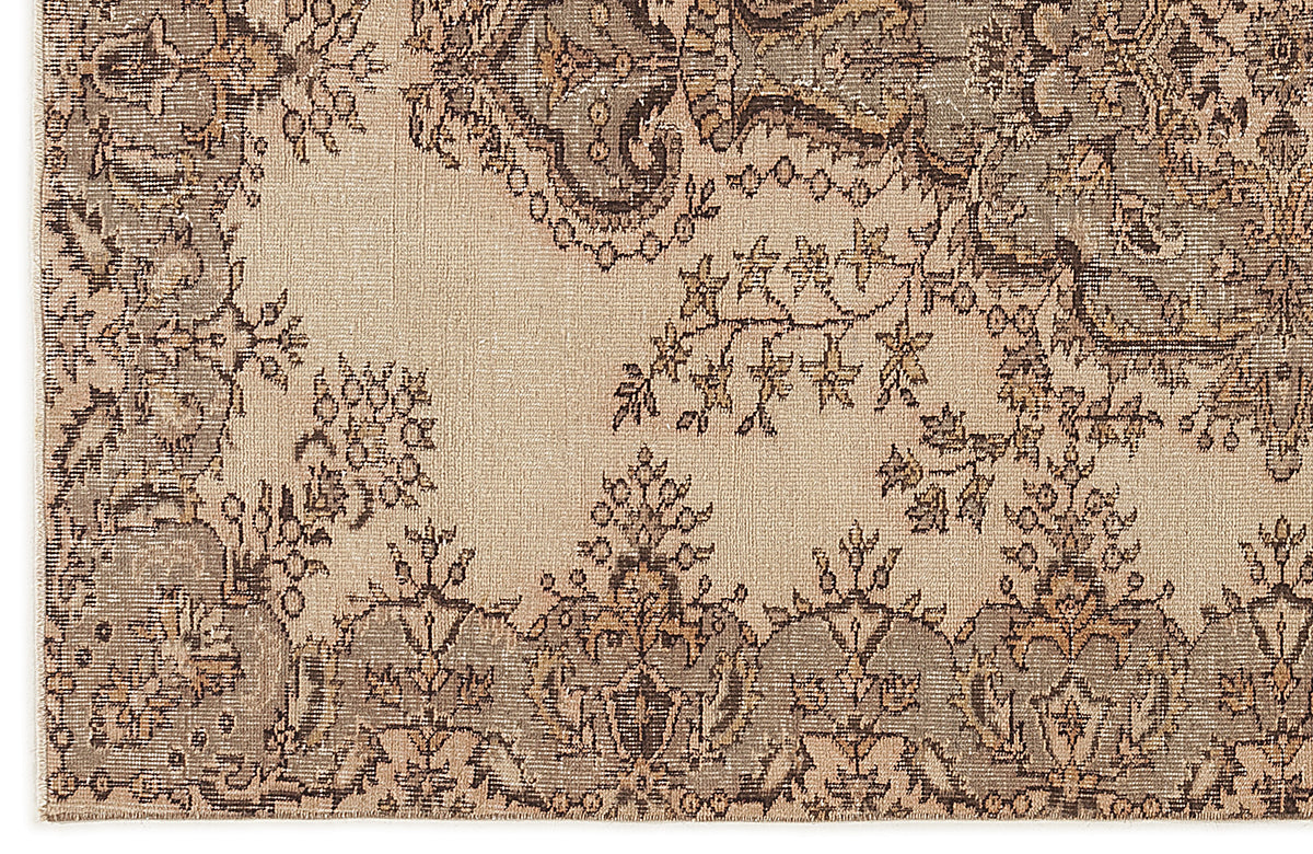Beige Over Dyed Vintage Rug 5&#39;3&#39;&#39; x 8&#39;6&#39;&#39; ft 160 x 260 cm