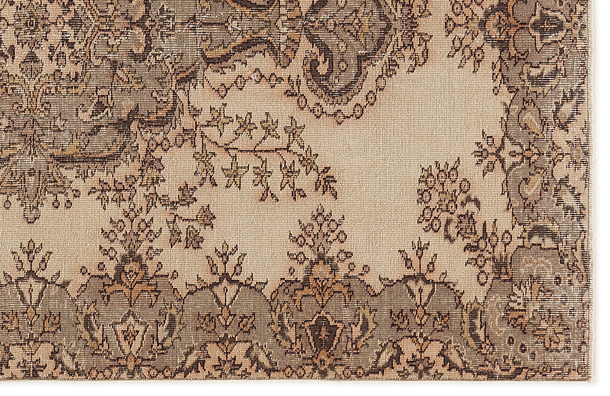 Beige Over Dyed Vintage Rug 5&#39;3&#39;&#39; x 8&#39;6&#39;&#39; ft 160 x 260 cm