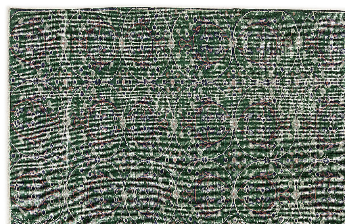 Green Over Dyed Vintage Rug 5&#39;8&#39;&#39; x 8&#39;11&#39;&#39; ft 172 x 272 cm