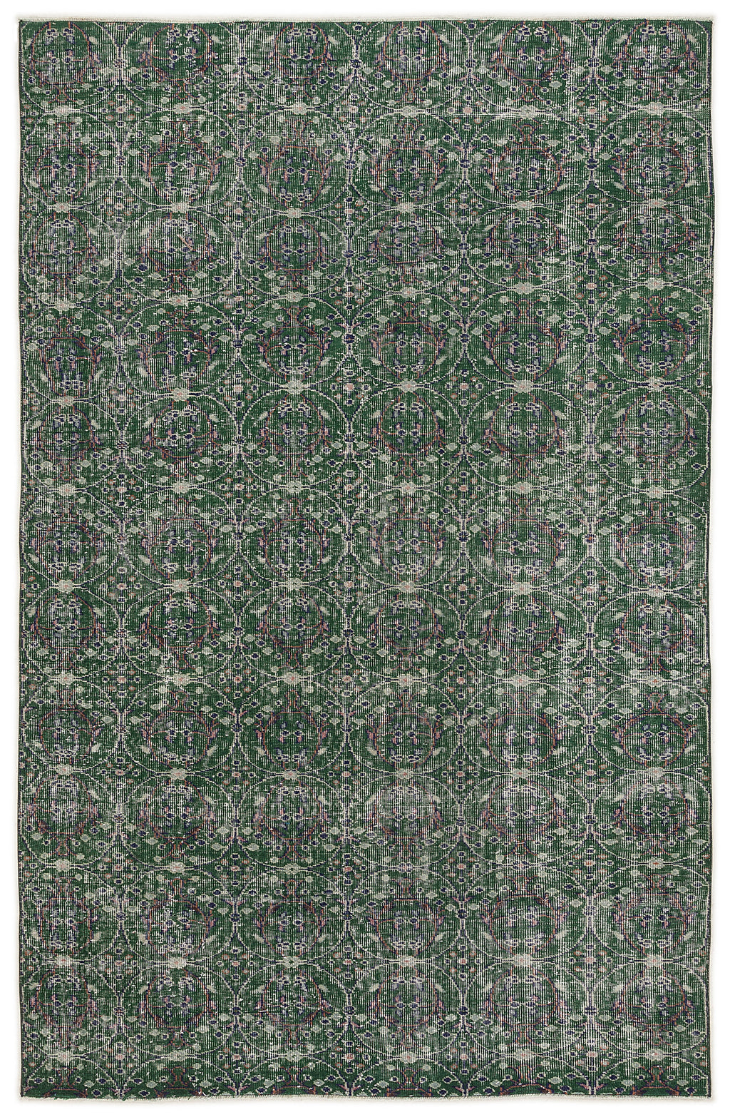 Green Over Dyed Vintage Rug 5'8'' x 8'11'' ft 172 x 272 cm