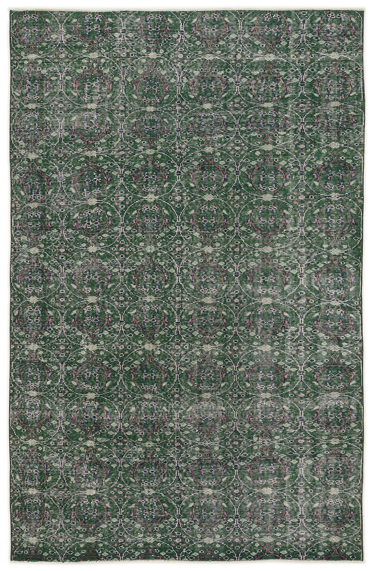 Green Over Dyed Vintage Rug 5&#39;8&#39;&#39; x 8&#39;11&#39;&#39; ft 172 x 272 cm