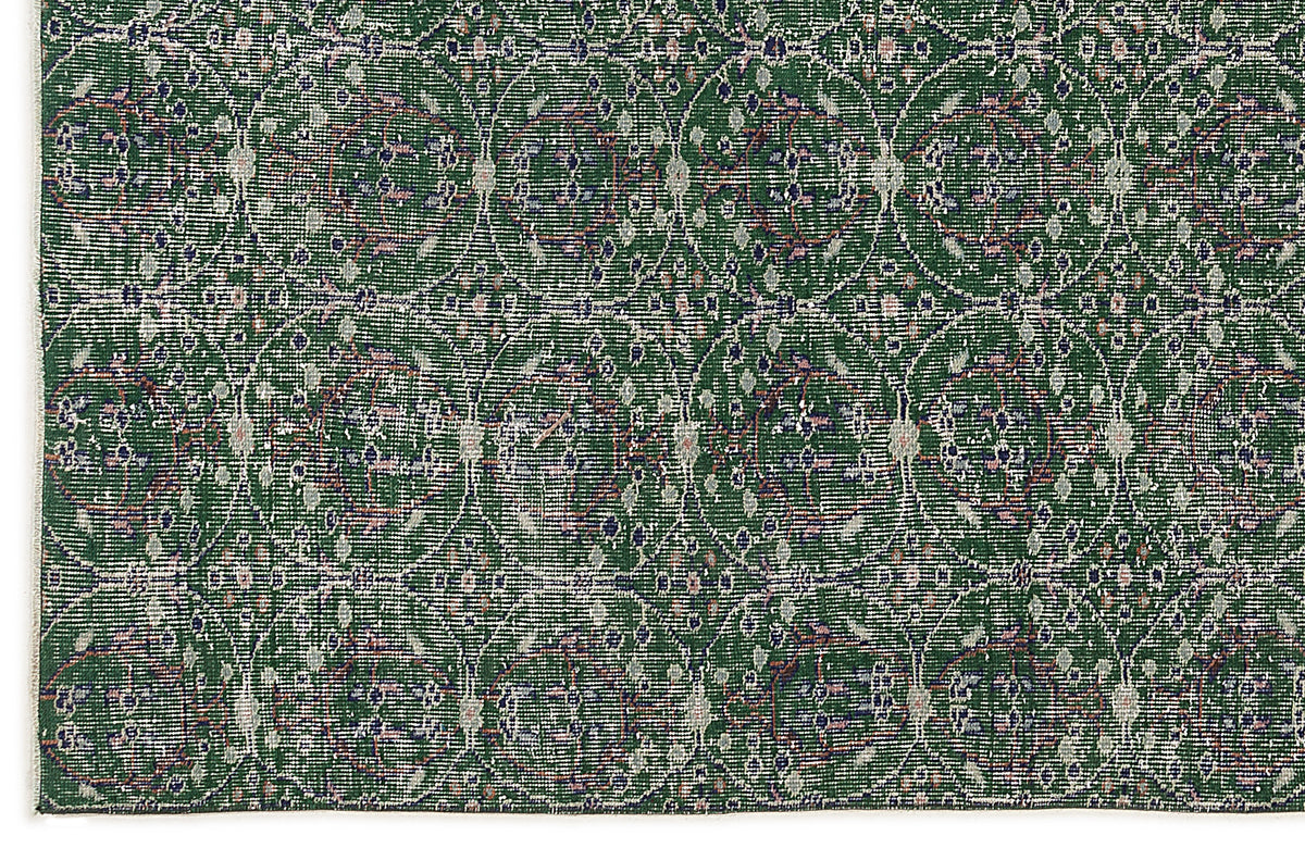 Green Over Dyed Vintage Rug 5&#39;8&#39;&#39; x 8&#39;11&#39;&#39; ft 172 x 272 cm